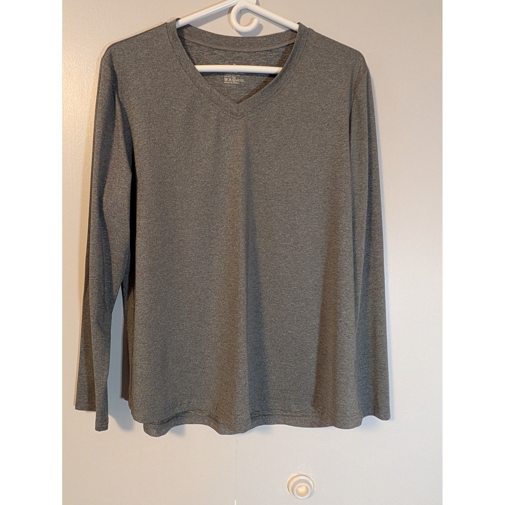 Athletic Works Womens XL Heather Gray Long Sleeve V-Neck Activewear T-Shirt